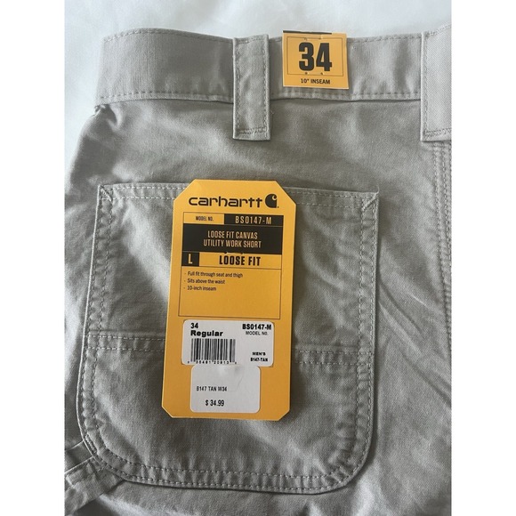 Carhartt 34 Regular Tan Khaki Shorts BS0147-M Loose Fit Utility Cargo NWT - Picture 4 of 8